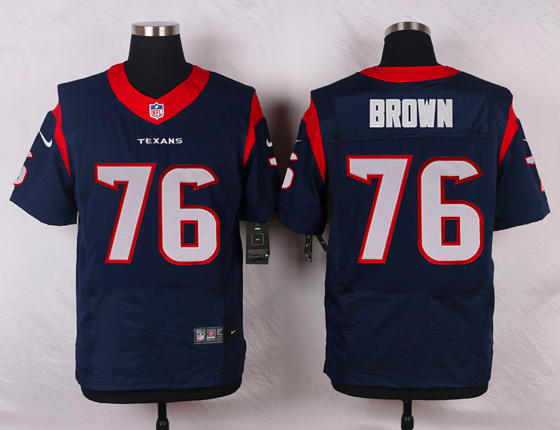 Nike Houston Texans #76 Brown Blue Elite Jersey