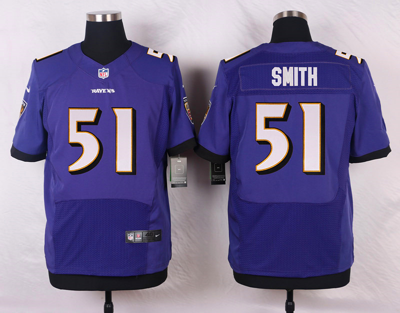 Nike NFL Baltimore Ravens #51 Smith Purple Elite Jersey