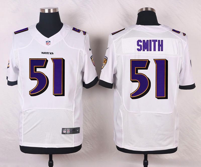 Nike NFL Baltimore Ravens #51 Smith White Elite Jersey