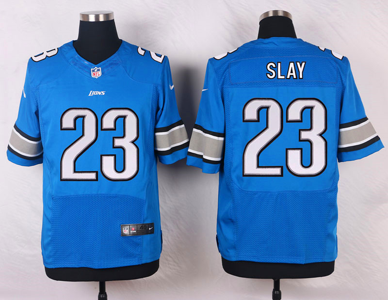 Nike NFL Detroit Lions #23 Slay Blue Elite Jersey