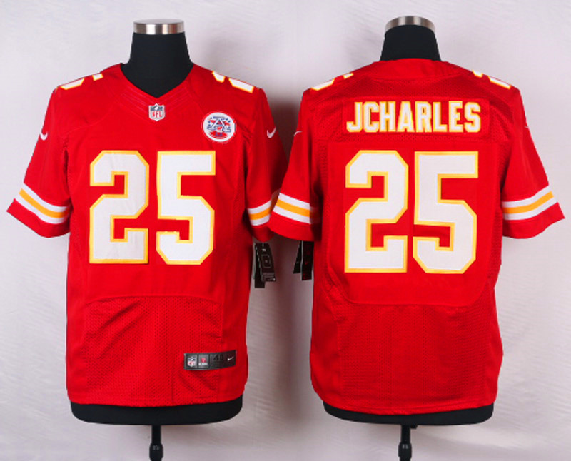 Nike NFL Kansas City Chiefs #25 Jcharles Red Elite Jersey