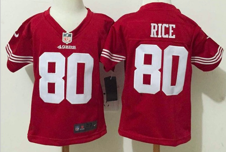 Nike San Francisco 49ers #80 Rice Red Kids Jerseys 2-5T