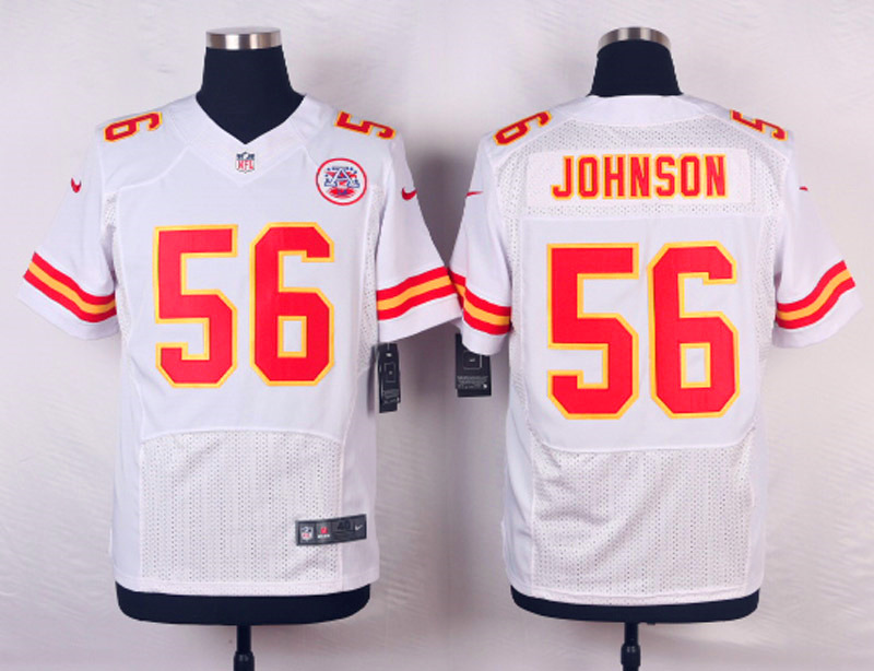 Nike NFL Kansas City Chiefs #56 Johnson White Elite Jersey