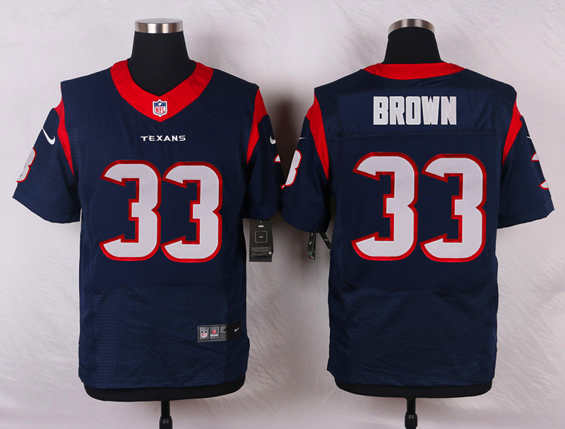 Nike Houston Texans #33 Brown Blue Elite Jersey