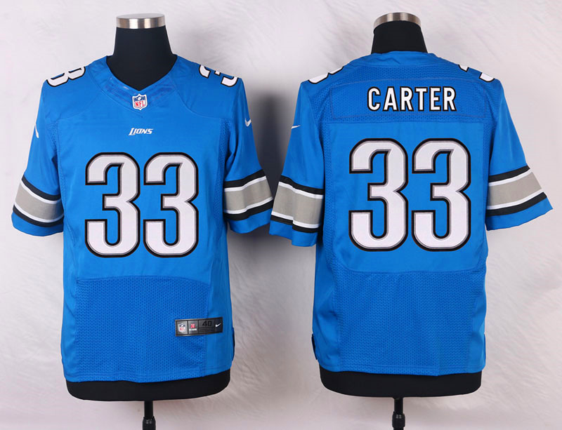 Nike NFL Detroit Lions #33 Carter Blue Elite Jersey