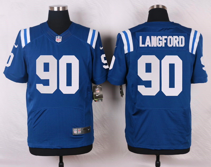 Nike NFL Indianapolis Colts #90 Langford Blue Elite Jersey