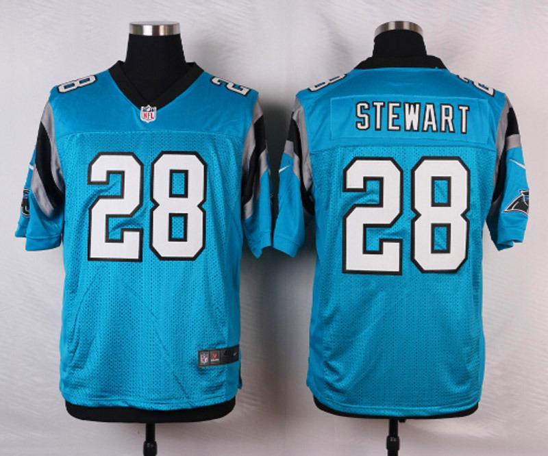 Nike NFL Carolina Panthers #28 Stewart Blue Elite Jersey