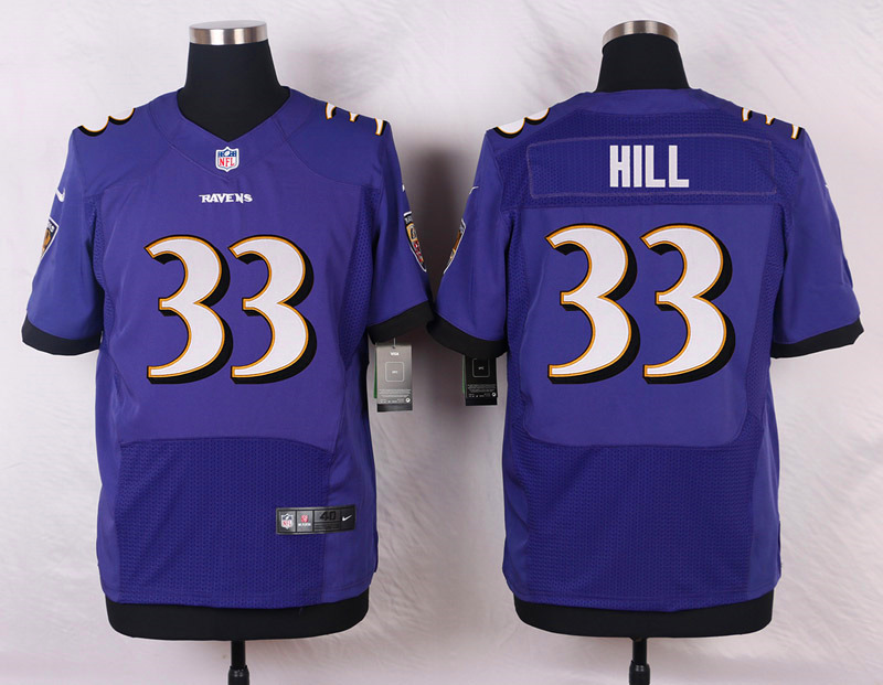 Nike NFL Baltimore Ravens #33 Hill Purple Elite Jersey