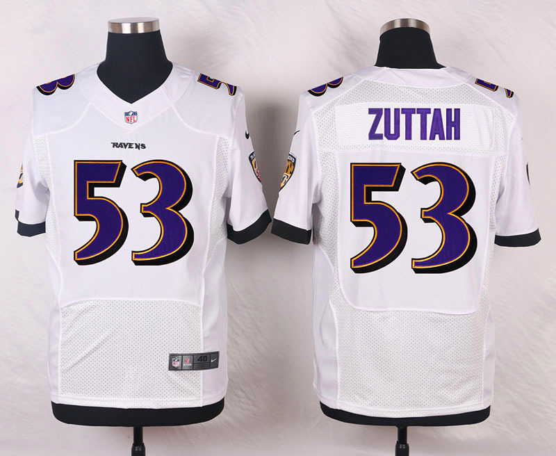 Nike NFL Baltimore Ravens #53 Zuttah White Elite Jersey