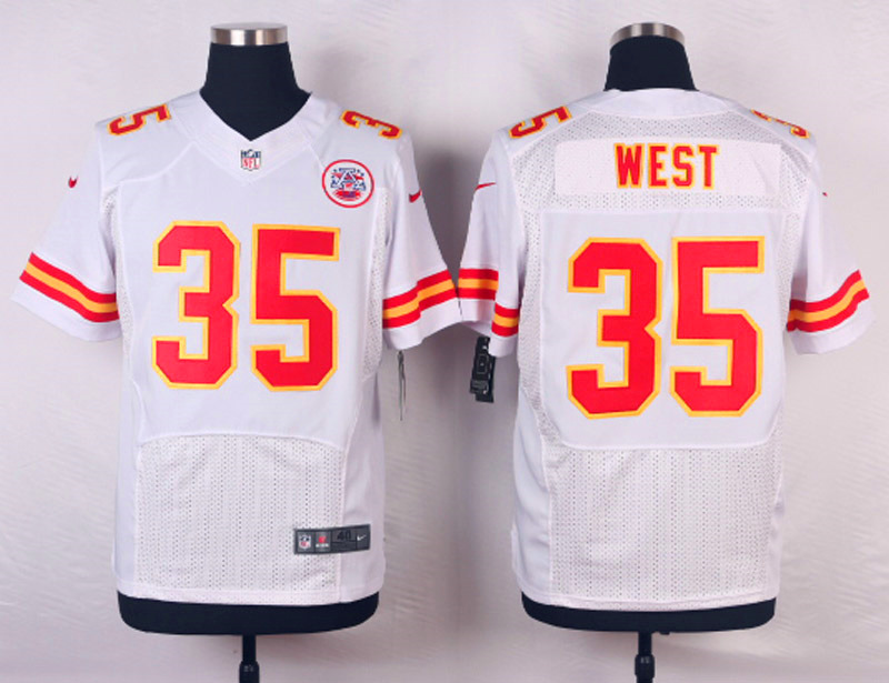 Nike NFL Kansas City Chiefs #35 West White Elite Jersey