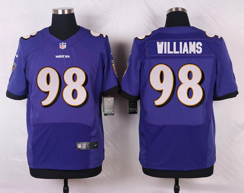 Nike NFL Baltimore Ravens #98 Williams Purple Elite Jersey