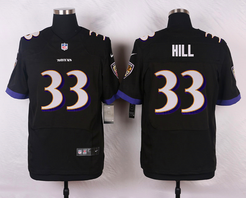 Nike NFL Baltimore Ravens #33 Hill Black Elite Jersey