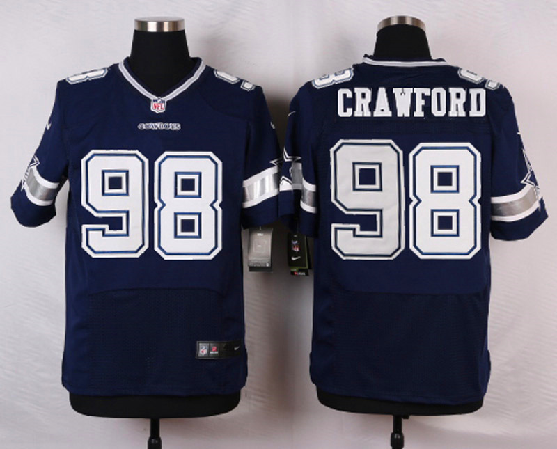 Nike NFL Dallas Cowboys #98 Crawford Blue Elite Jersey