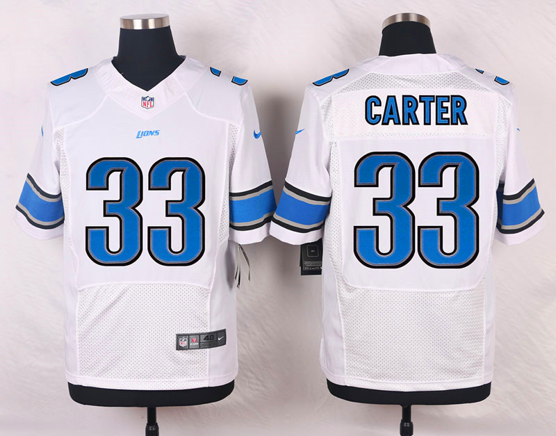 Nike NFL Detroit Lions #33 Carter White Elite Jersey