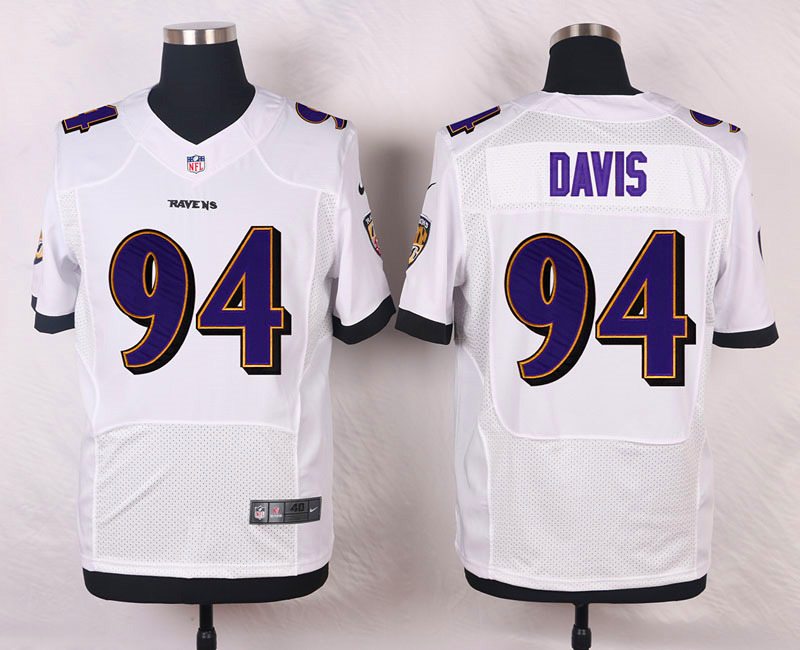 Nike NFL Baltimore Ravens #94 Davis White Elite Jersey