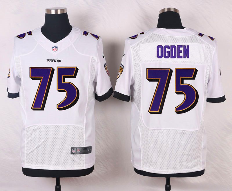 Nike NFL Baltimore Ravens #75 Ogden White Elite Jersey