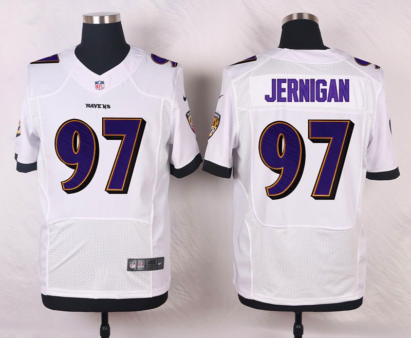 Nike NFL Baltimore Ravens #97 Jernigan White Elite Jersey