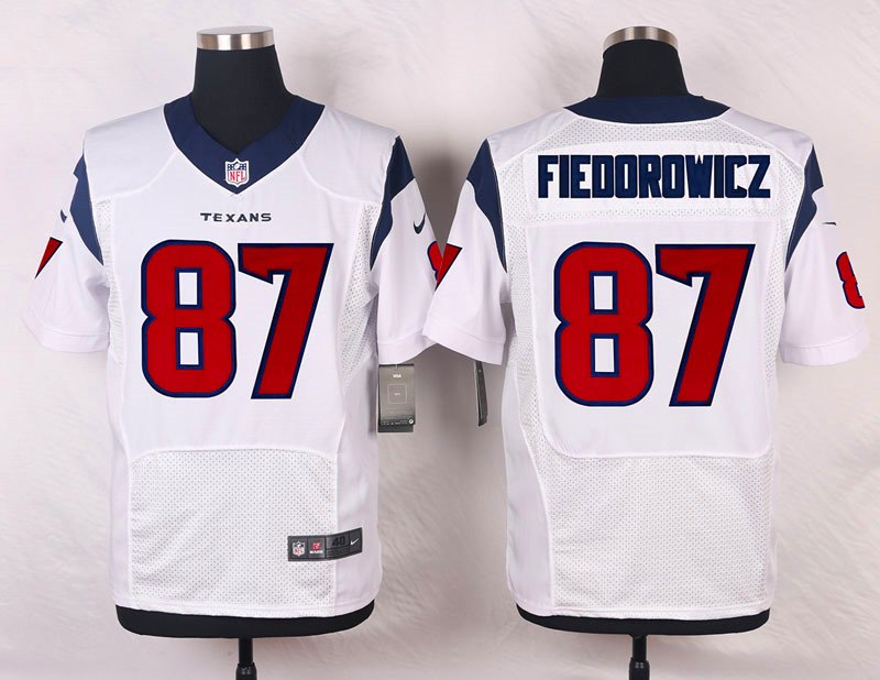 Nike Houston Texans #87 Fiedordwicz White Elite Jersey