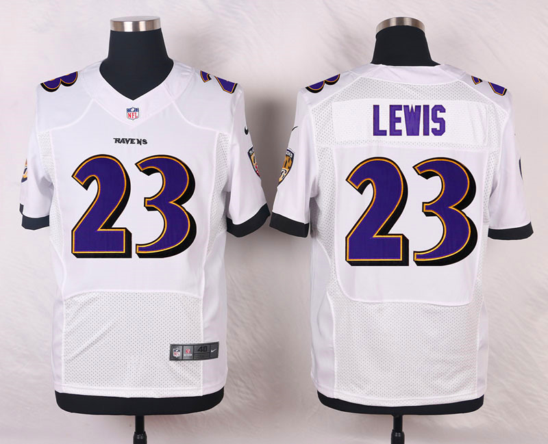 Nike NFL Baltimore Ravens #23 Lewis White Elite Jersey