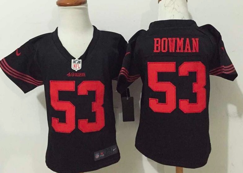 Nike San Francisco 49ers #53 Bowman Black Alternate Kids Jerseys 2-5T