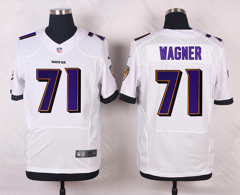 Nike NFL Baltimore Ravens #71 Wagner White Elite Jersey