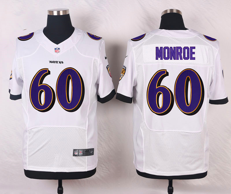 Nike NFL Baltimore Ravens #60 Monroe White Elite Jersey