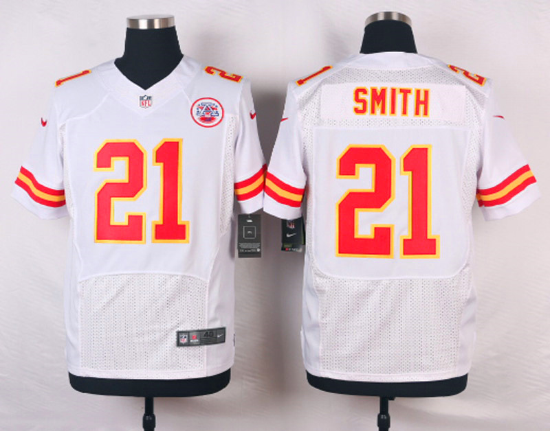 Nike NFL Kansas City Chiefs #21 Smith White Elite Jersey