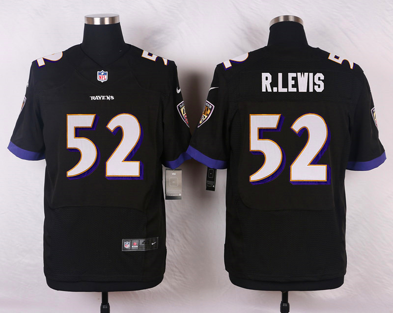 Nike NFL Baltimore Ravens #52 R.Lewis Black Elite Jersey