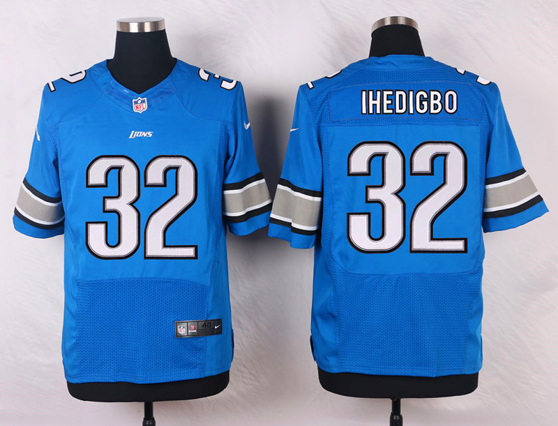 Nike NFL Detroit Lions #32 Ihedigbo Blue Color Elite Jersey