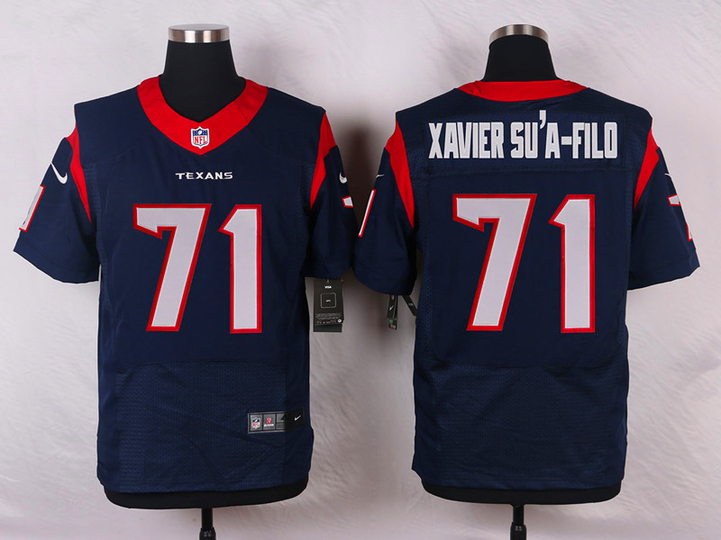 Nike Houston Texans #71 Xavier Sua-Filo Blue Elite Jersey