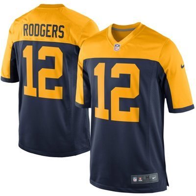 Kids Nike Green Bay Packers #12 Rodgers Blue Yellow Jersey