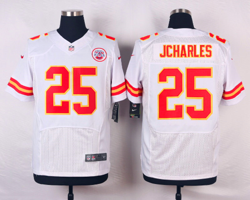 Nike NFL Kansas City Chiefs #25 Jcharles White Elite Jersey