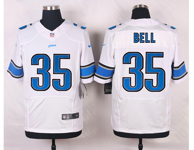 Nike NFL Detroit Lions #35 Bell White Elite Jersey