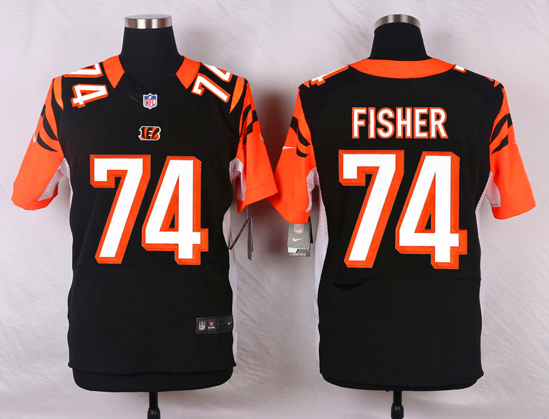 Nike NFL Cincinnati Bengals #74 Fisher Black Elite Jersey