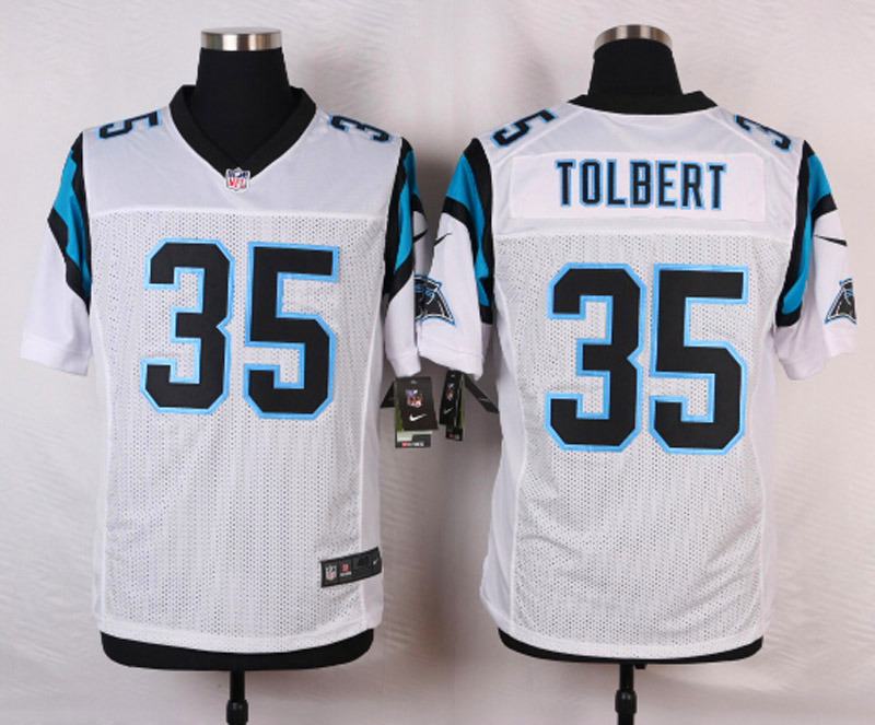 Nike NFL Carolina Panthers #35 Tolbert White Elite Jersey