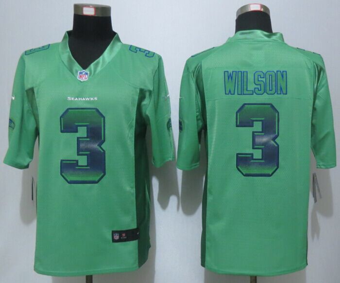 2015 New Nike Seattle Seahawks 3 Wilson Green Strobe Limited Jersey