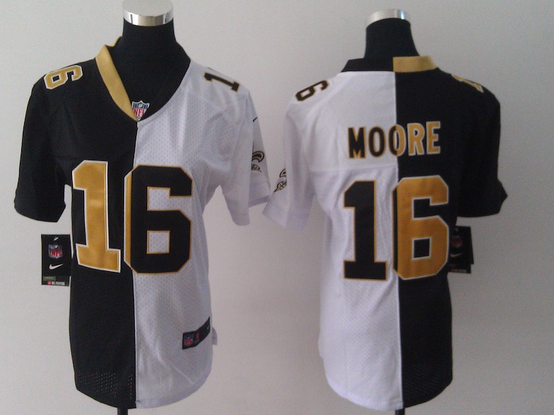 Women Nike New Orleans Saints #16 Moore Half and Half Jersey