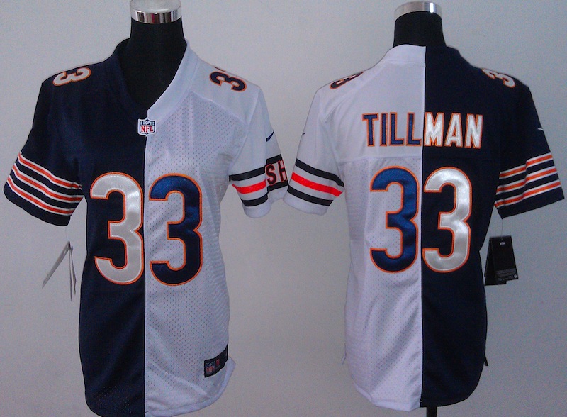 Women Nike Chicago Bears #33 Tillman Half and Half Jersey