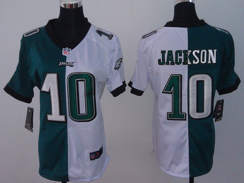 Women Nike Philadelphia Eageles #10 Jackson Half and Half Jersey