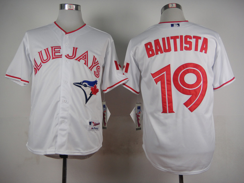 MLB Toronto Blue Jays #19 Bautista White Jersey