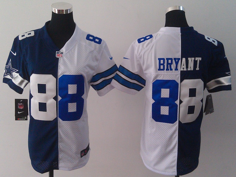 Women Nike Dallas Cowboys #88 Bryant Half and Haf Jersey