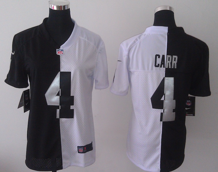 Women Nike Oakland Raiders #4 Carr Half and Half Jersey