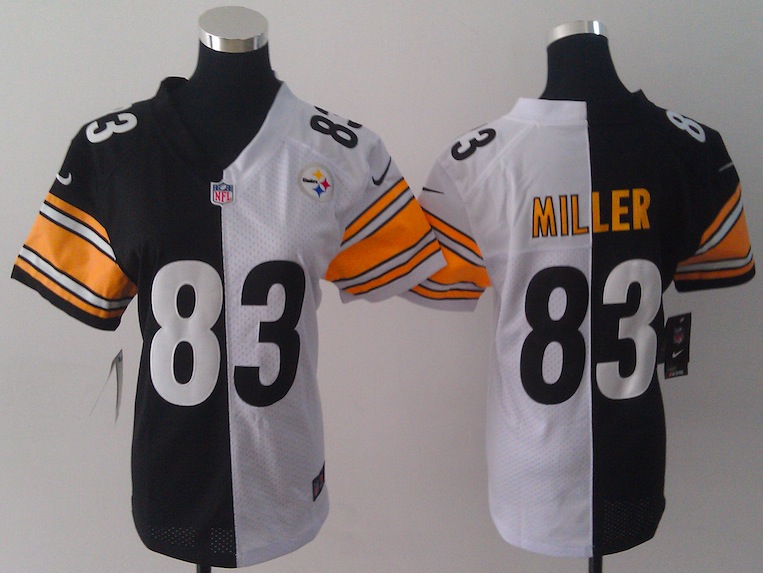 Women Nike Pittsburgh Steelers #83 Miller Half and Half Jersey