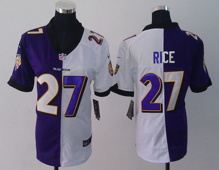 Women Nike Baltimore Ravens #27 Rice Half and Half Jersey