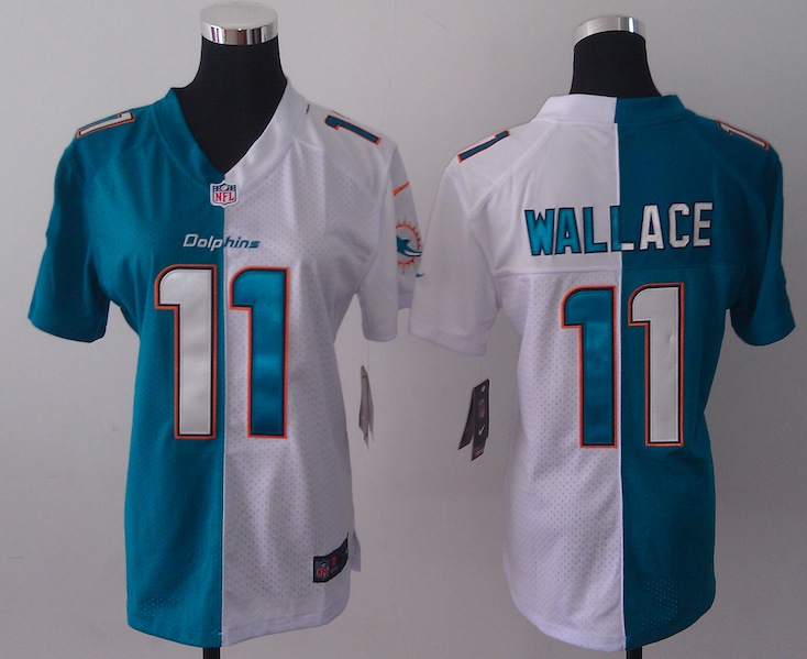 Women Nike Miami Dolphins #11 Wallace Half and Half Jersey