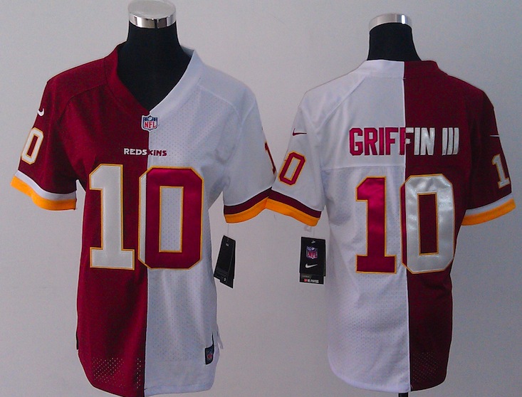 Women Nike Washington Redskins #10 Griffin III Half and Half Jersey