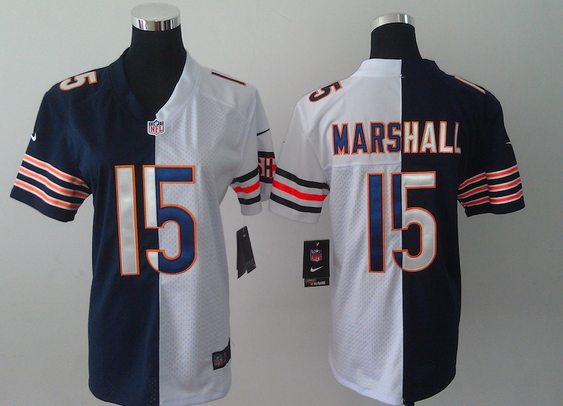 Women Nike Chicago Bears #15 Marshall Half and Half Jersey
