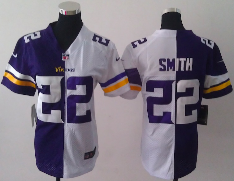 Women Nike Minnesota Vikings #22 Smith Half and Half Jersey