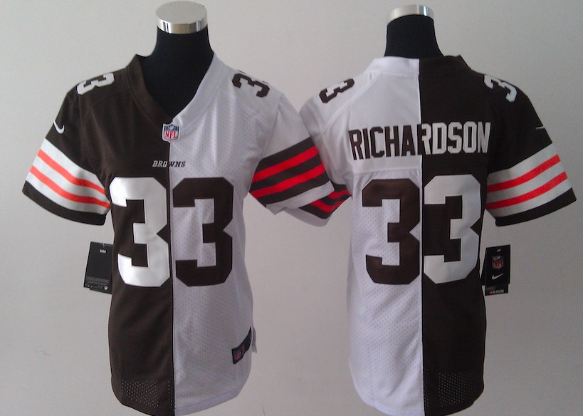 Women Nike Cleveland Browns #33 Richardson Half and Half Jersey