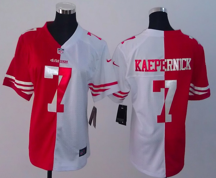 Women Nike San Francisco 49ers #7 Kaepernick Half and Half Jersey